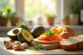 Assortiment d'aliments riches en vitamine B5 sur une table lumineuse