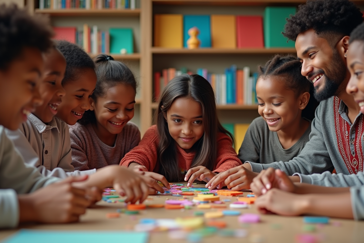 Groupe multiculturel lors d'un atelier créatif en intérieur