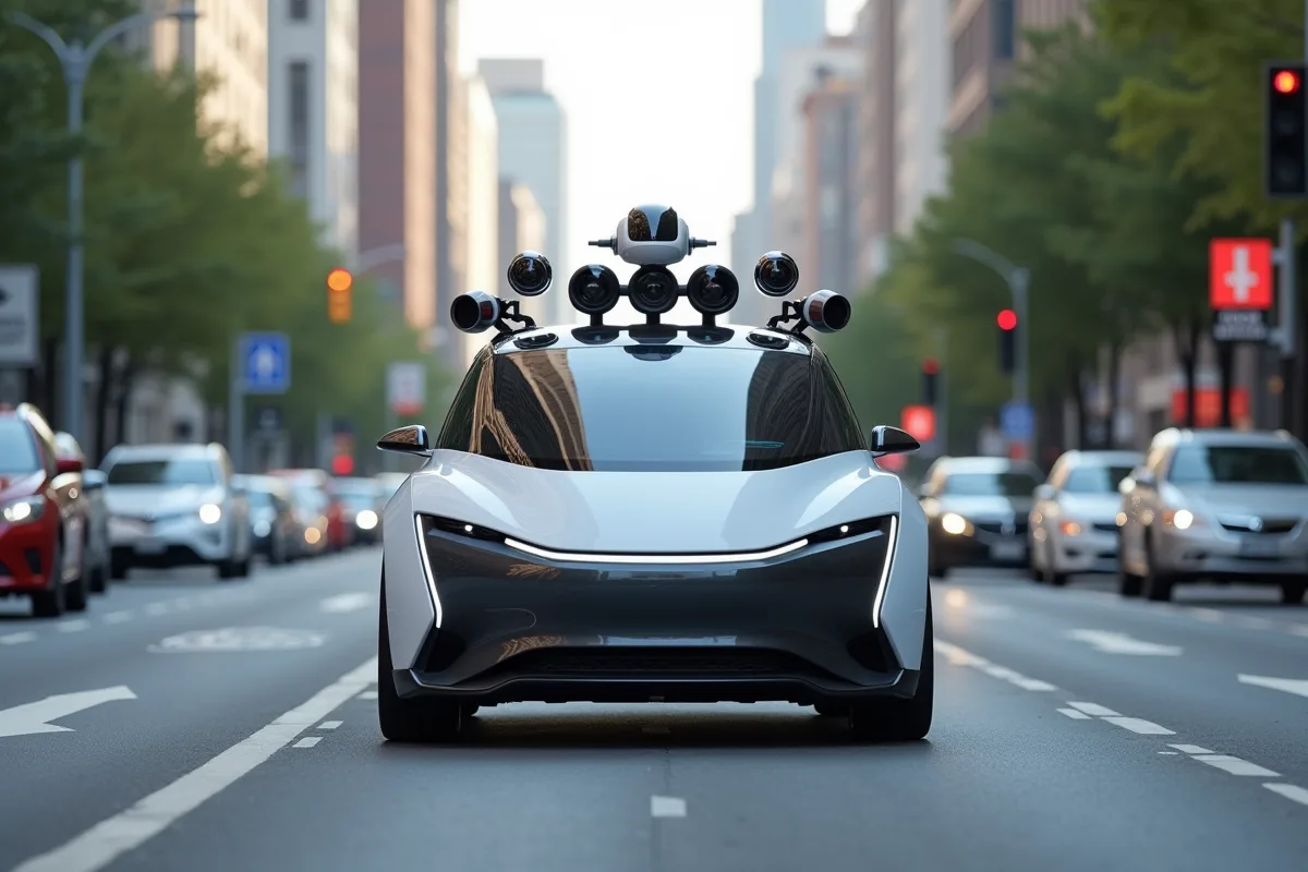 Véhicule autonome circulant à Tokyo sans conducteur visible