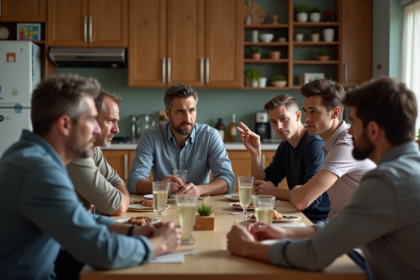 Groupe d'adultes autour d'une table en désaccord