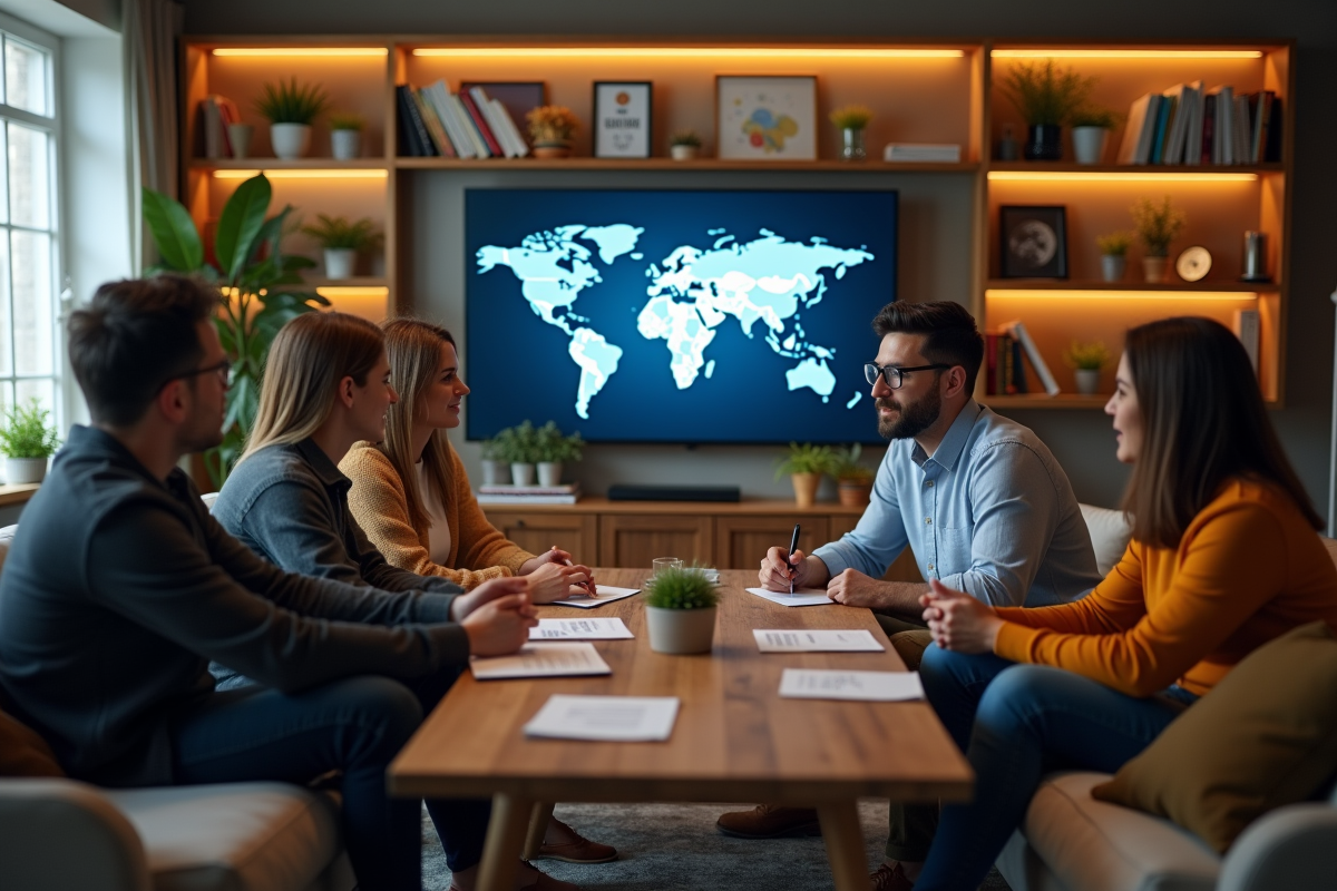 Groupe diversifié partageant idées autour d