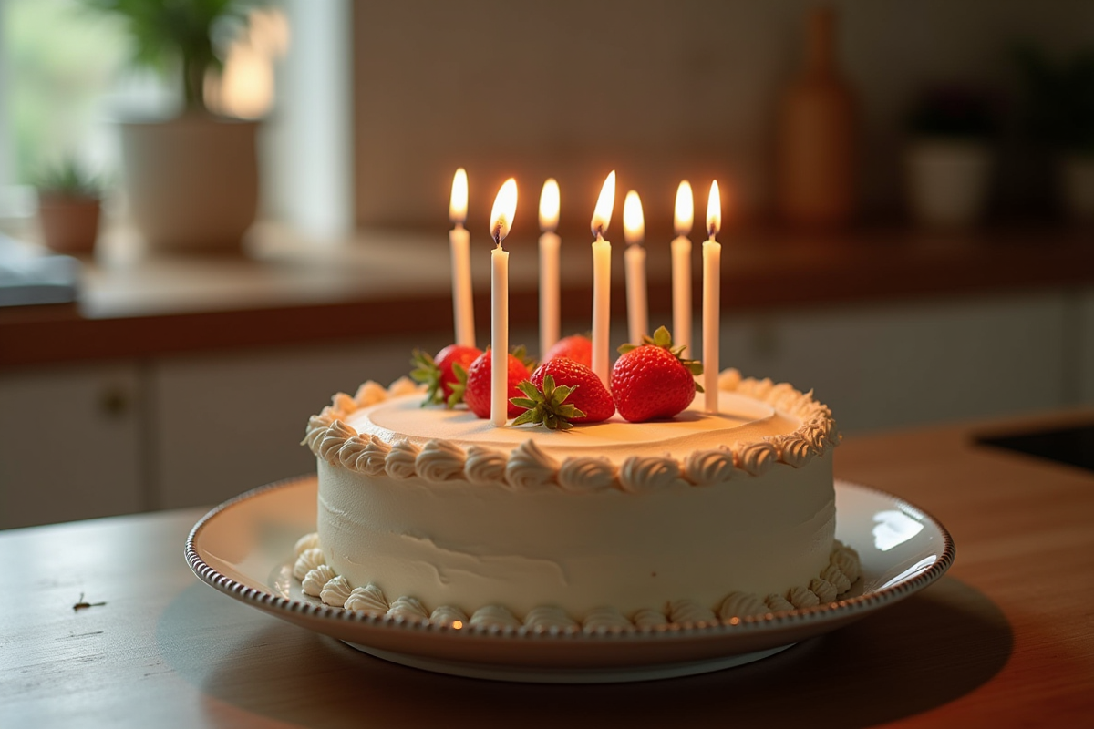 Gâteau d anniversaire oublié sur le comptoir de cuisine