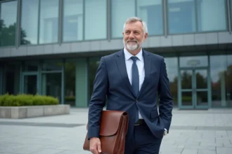 Homme d'affaires devant un parlement régional allemand illustrant les différences institutionnelles entre les Länder