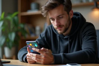 Joueur utilisant un code promotionnel sur un jeu mobile pour obtenir des gemmes et des récompenses