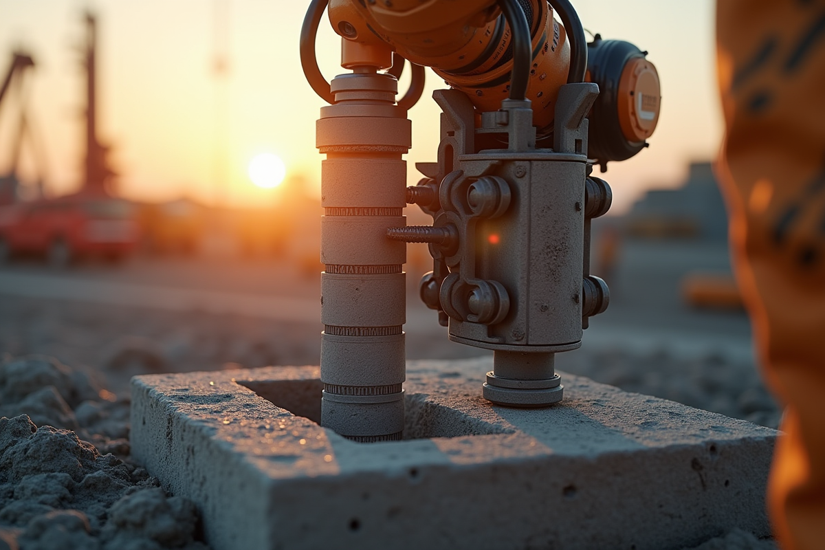 Installation de pieux en béton renforcé avec technologie robotique