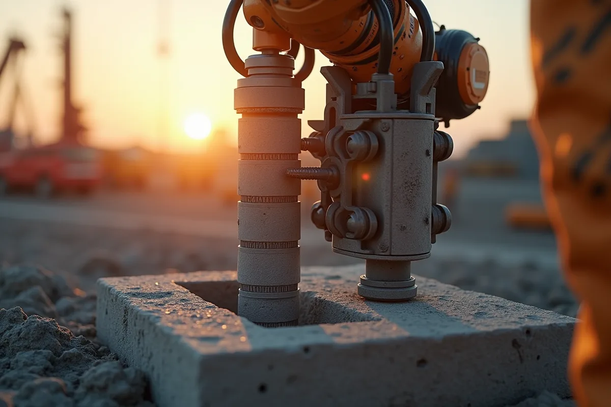 Installation de pieux en béton renforcé avec technologie robotique